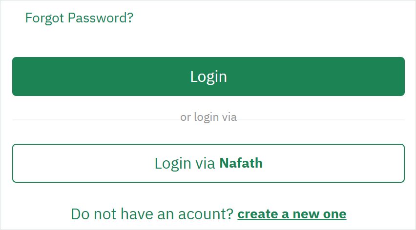 Absher login options: forgot password, login, login via Nafath and create a new account